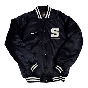 Vintage Nike Penn State Football Satin Bomber Jacket Player Team Issue Small